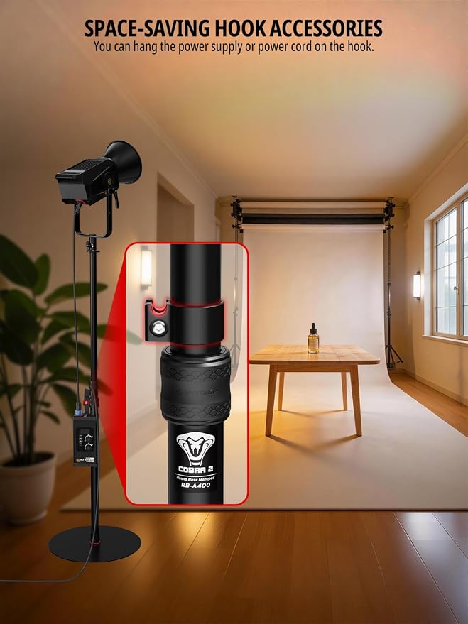IFOOTAGE 2 Pack Round Base Monopod,15.75"/40cm Diameter,Max.Payload 22lbs/10KG,Aluminium Alloy Stable Structure, Height 30.28"/76.9cm~79.4"/201.6cm,for LED Video Light,2*RB-A400 - Image 7