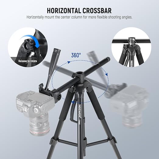 NEEWER Basics TP05 74" Video Tripod Monopod, 3 Way Pan Tilt Head Phone Holder Compatible with iPhone DSLR, Travel Recording Stand, Overhead Camera Mount, Crossbar, 17.6lb Load - Image 5