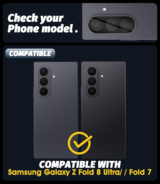 (3 Pack) Orzero Camera Lens Protector Compatible for Samsung Galaxy Z Fold 8 Ultra/Fold 7, Protector de Cámera Tempered Glass 9H Precise Camera Cutouts Anti-Scratch Does Not Affect Night Shots and Flash - Image 2
