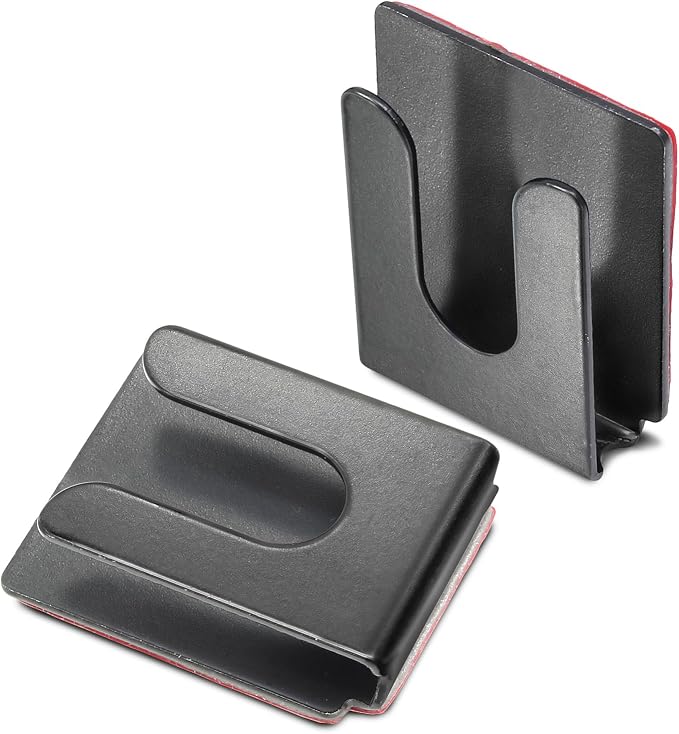 2PCS Black Radio Microphone Hanger, 36 x 30 x 10mm, Style1 | Adhesive Back, CB Microphone Holder, Metal Car Mic Hanger, For Cars Homes Offices - Image 8