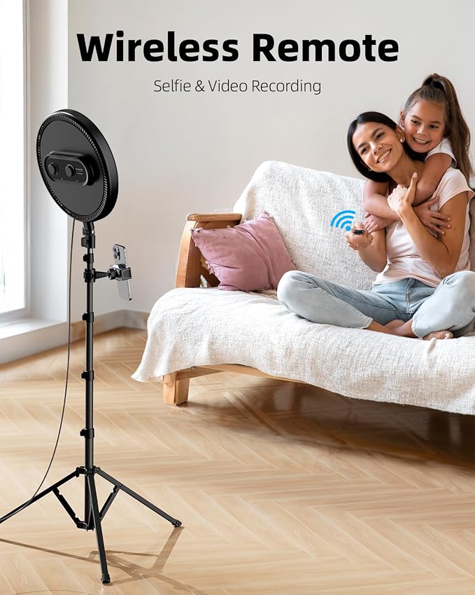 Large Ring Light with Stand, 72“ Tripod with Ring Light, 6500K Full-Screen Ringlight Tripod for iPhone with Phone Holder, Selfie Light for Makeup, Barber, Video Recording, Photography - Image 6