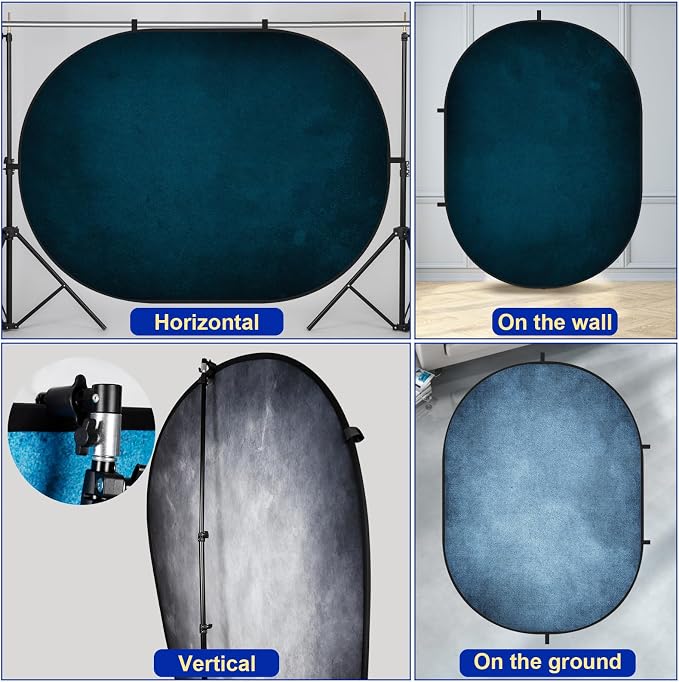 Kate Collapsible Backdrop Blue Portable Photography Backdrops 204 | Collapsible Backdorp 5'x6.5' Blue Pop Up Backdorps for Self-Tape Professional Video Conferencing - Image 4