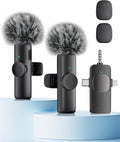 Wireless Microphone for iPhone iPad Android Phone and Camera, 2 Pack Wireless Lavalier Lapel Mic with Noise Reduction, 3 in 1 Mini Microphone for Video Recording Interview Podcast YouTube TikTok Vlog by CZOCPOS