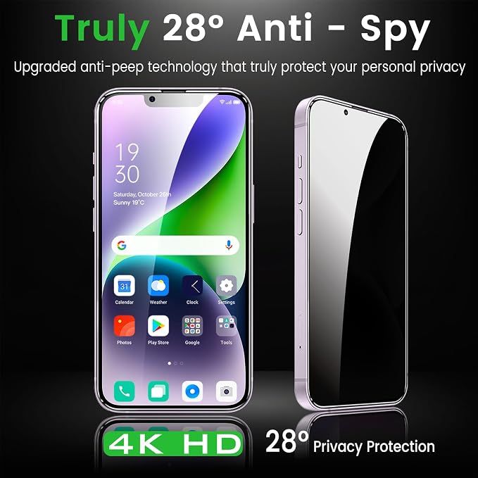 Romkasi 3 Pack Privacy Screen Protector for iPhone 14 Plus 6.7 Inch with 3 Pack Camera Lens Protector, Anti Spy Tempered Glass Film, Anti-Scratch, Touch Sensitive, Case Friendly - Image 3