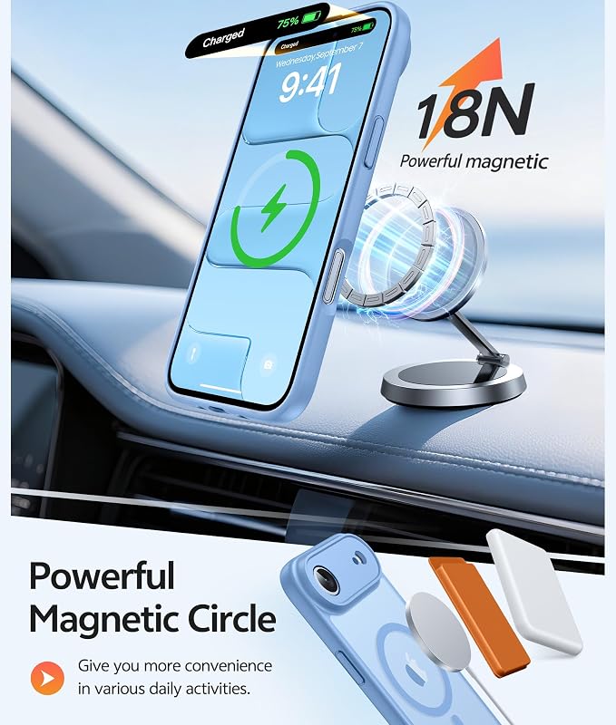FNTCASE for iPhone Air Case, Fit for Magsafe, with Glass Screen Protector | Full Camera Protection, Translucent Matte, 14FT Military Grade Drop Proof, Shockproof Protective Phone Cover, Light Blue - Image 3