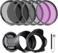 NEEWER 62mm ND Filter Kit and Lens Accessories, ND2 ND4 ND8 UV FLD CPL(Circular Polarizing) Filter Set with Lens Cap/Tulip Shaped Lens Hood by Neewer