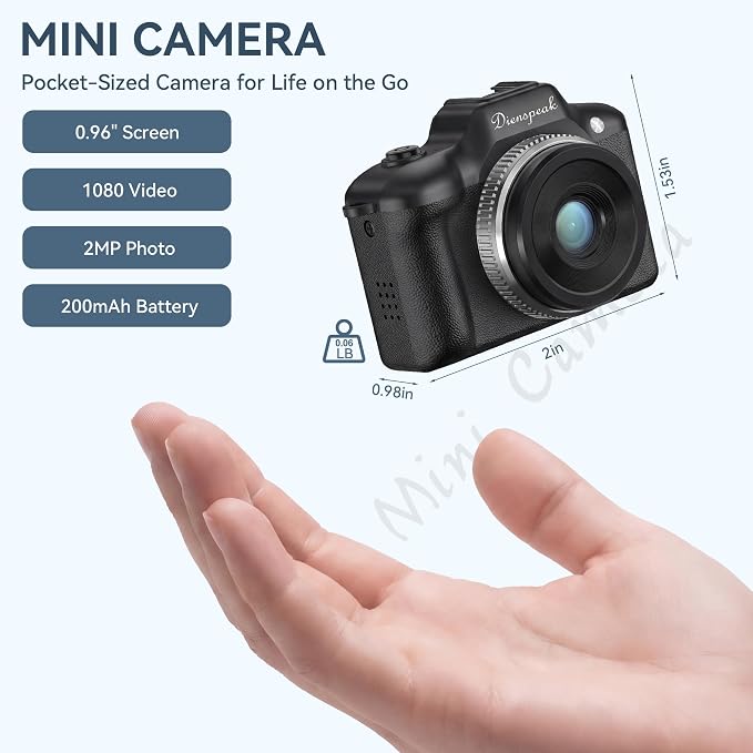 Mini Camera, 1080P HD Retro Keychain Digital Camera for Kids & Adults, Tiny Small Portable Pocket Video Recorder with 32GB Card, Vintage Camcorder for Travel Vlogging Memories, Black - Image 2