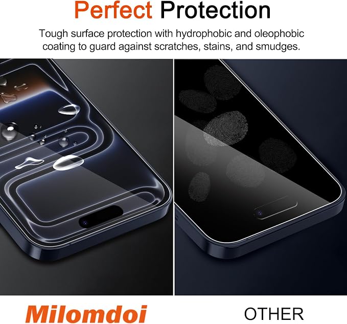 Milomdoi Matte Screen Protector for iPhone 17 Pro Max,Tempered Glass | 3 Pack 9H+ Hardness, Easy Installation with Mounting Frame, Phone Case Friendly,Shatterproof No Bubble - Image 4