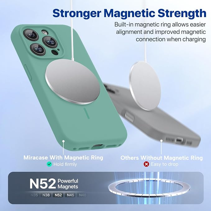 Miracase Magnetic for iPhone 15 Pro Case, Silicone, Soft Microfiber Lining - Image 5