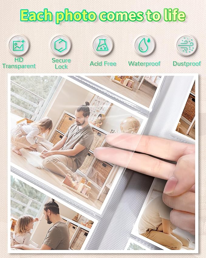 Artfeel Photo Album 4x6 with 300 Pockets,Slip-in Picture Albums,Linen Cover Memory Book with Front Window,White Page Vertical Photo Book for Wedding,Family,Anniversare,Baby,Vacation - Image 4