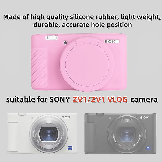 Camera Case for Sony ZV1 Digital Camera.ZV-1 Accessories | Soft Silicone Protective Case Removable Lens Cover,Comes with 2 Screen Protectors and 1 Wrist Strap. (Pink) - Image 2