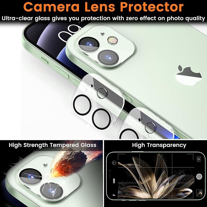 Lesakit 3+3 Pack Privacy Screen Protector for iPhone 12 6.1-Inch with 3 Pack Camera Lens Protector, Anti Spy Tempered Glass Film 9H Hardness Bubble Free Case Friendly - Image 5