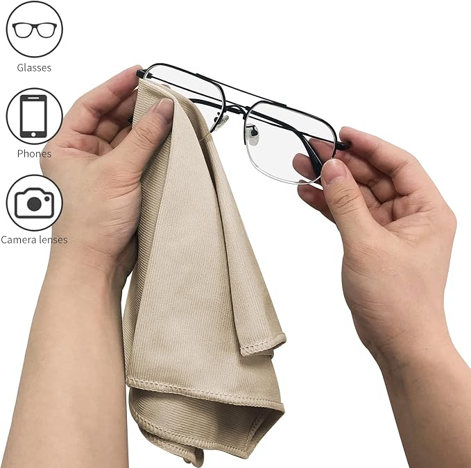 Puomue 12 Pack Microfiber Glass Cleaning Cloth, 12 Inch x 16 Inch, Lint Free Quickly Clean Windows, Mirrors, Glasses, Phone Screens, Camera Lenses, Camel - Image 5