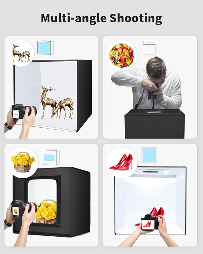 Glendan 20"x20" Light Box Photography, Large Photo Light Box | 240 LED Dimmable LED Lights, CRI >95 - Folding Photo Box with 12 Color Backdrops for Jewelry Food Electronics Product - Image 5