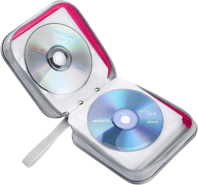Siveit CD/DVD Cases 40 Capacity Disc Storage Binder for Car(Hot Pink) | Holders Wallet Hard Plastic CD/DVD Case for Car Home Office Travel - Image 5
