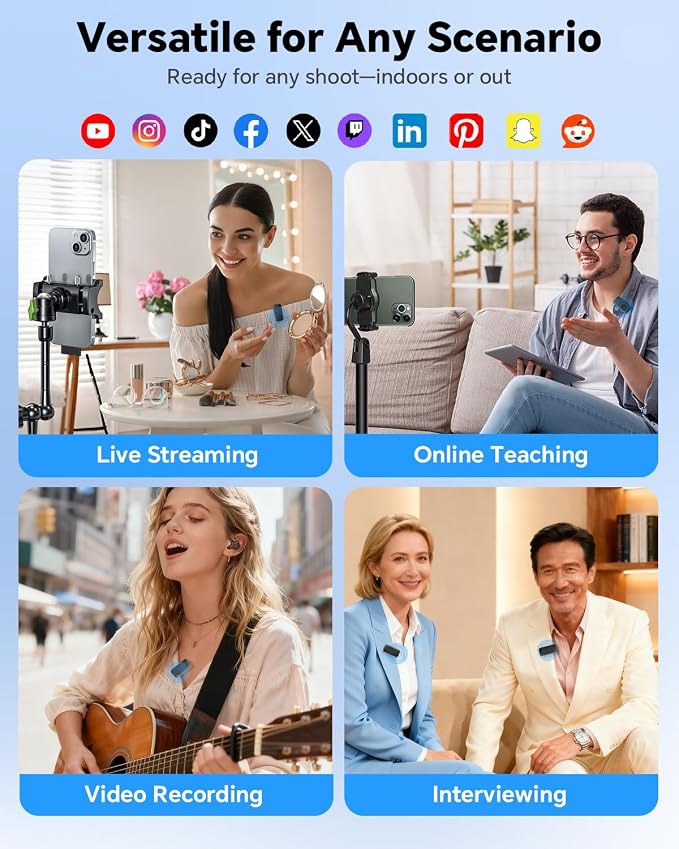Wireless Lavalier Microphone for iPhone, Android & Laptop | Mini Lapel Mic with 50H Charging Case, 100FT Wireless Range, Noise Reduction for Video Recording, Streaming & TikTok - Image 7