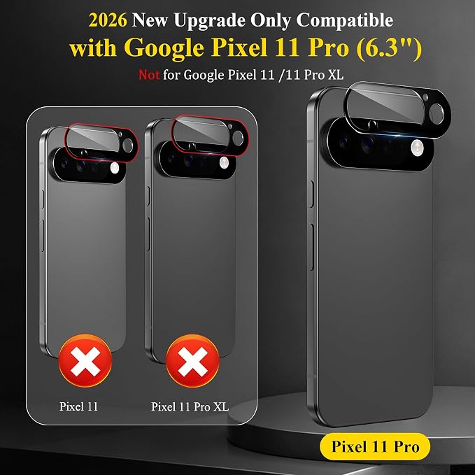 4 Pack Camera Lens Screen Protector Compatible with Google Pixel 11 Pro | 9H Tempered Glass Camera Lens Cover, Case Friendly, High Definition, Scratch-Resistant(Not for Pixel 11/11 Pro XL) - Image 2