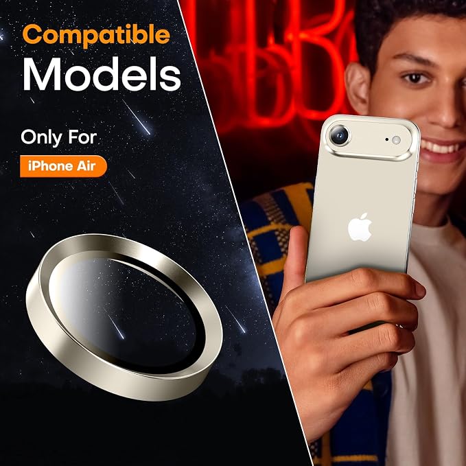 for iPhone Air Camera Lens Protector- Light Gold | 9H Tempered Glass, Metal Individual Camera Cover, Accessories, Anti-drop, Case Friendly, HD Clear, Anti-Scratch - Image 7