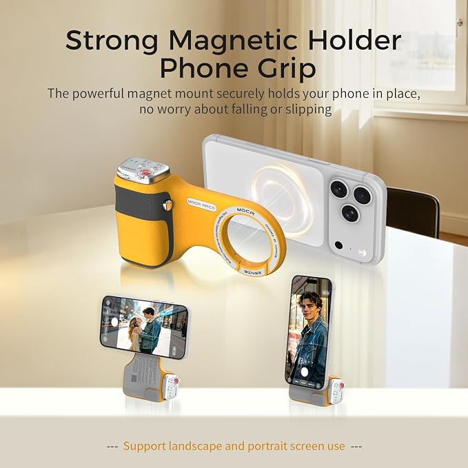 Upgraded Mag-Safe Magnetic Camera Handle Grip with Extended Magnetic Phone Mount with Carabiner & Thumb Rest, Detachable Rechargeable Shutter Remote Compatible with iPhone Pro Max for Video Calls/TK - Image 5