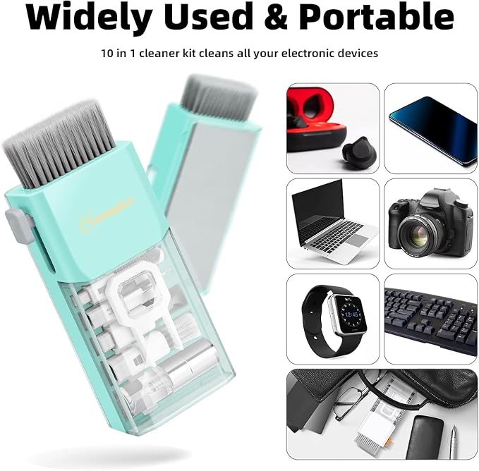 All-in-1 Keyboard Cleaner Laptop Cleaning Kit,Computer Screen-Safe Tools | MacBook iPad iPhone,Electronics Brush Tool for PC Camera Lens Earbuds,Deep Cleaning Spray Cloth, High-Density Soft Brush - Image 8