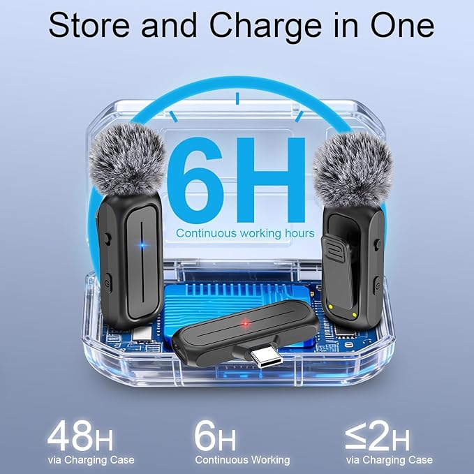 Wireless Mini Lavalier Microphone for iPhone, Android w/ Charging Case | Microphone for Content Creators, 65ft Clip on Dual Mics for TikTok, YouTube, Noise Reduction,Clear Voice, 6H Working Time - Image 5