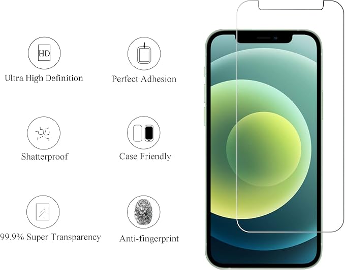 Ailun Screen Protector+Camera Lens Protector for iPhone 12 Mini, 2+2 Pack | 5.4 inch, Tempered Glass Film, HD - Image 2