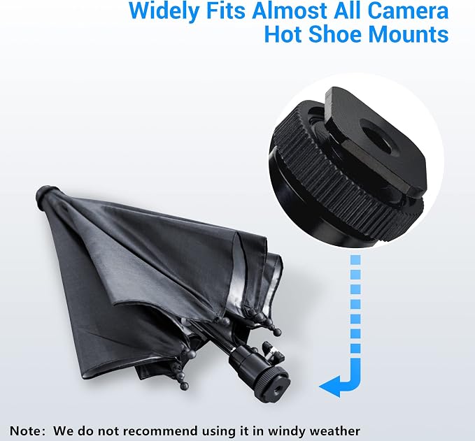 DSLR Mirrorless Camera Hot Shoe Umbrella Sunshade Rain Cover Protector | 360°Adjustable,Camera Umbrella for EOS R100 R50 R8 R7 R10 R6M2 R6V R5 C Rebel T8i T7 90D A7RVI A7RV A7IV A7S III Z5 Z6 Z7II - Image 2
