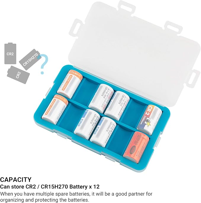 12 Slots CR2 Battery Case, CR2 Battery Holder CR15H270 Battery Storage, Shockproof & Water-Resistant Battery Case, PP Shell Ultra-Slim Easy to Carry - Image 6