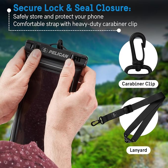 Pelican 4 Pack Marine Waterproof Phone Pouch (Regular) - Stealth Black | Touchscreen IP68 Floating Waterproof Phone Case w/Detachable Lanyard - Fits All Phones - Beach Cruise Ship Travel Essentials - Image 5