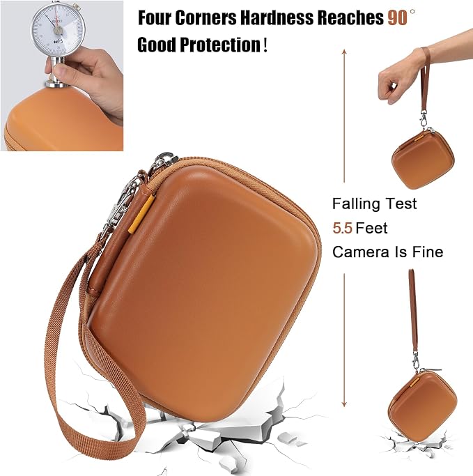 Cwatcun Digital Camera Case, Compact Protective Pouch for Kodak/Canon/Sony | Fits cameras up to 4.9"x3.5"x2.2". 900Dscratch-resistant, water-repellent, 3-layer shockproof sponge, detachable wristband. - Image 5