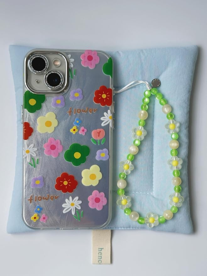 Drawwind Phone Charm Strap Cute Wrist Straps Cell Phone Charm String Y2K Aesthetic Lanyard Wristlet Chain for Case Camera AirPods Bags Keychains (Yellow Flower) - Image 5