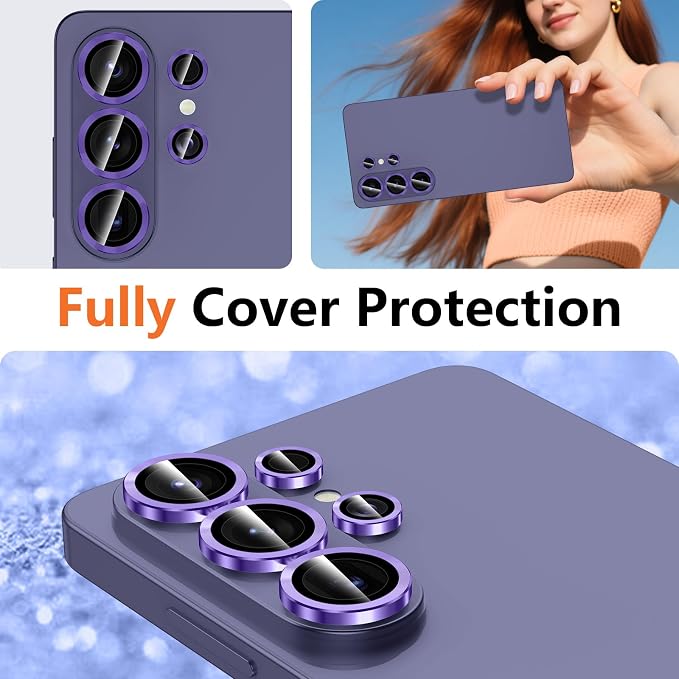 for Samsung Galaxy S26 Ultra Camera Lens Protector, Individual Metal Ring Tempered Glass Lens Cover, [Strong Adsorption] Scratch Resistant Ultra-Thin HD Clear Lens Cover, 1 Set-Purple - Image 8