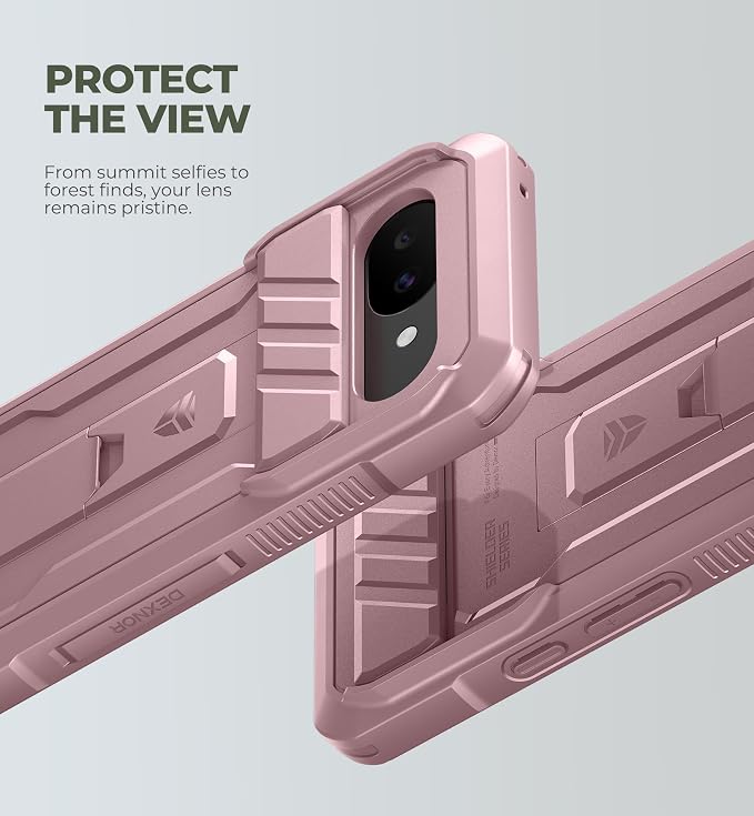 Dexnor for Google Pixel 10a Case with Slide Camera Cover & 2 Front Frames & Built-in Screen Protector & Kickstand,Full-Body Shockproof Protective Cover Heavy-Duty Rugged Bumper Cases,Peony Pink(2026) - Image 3