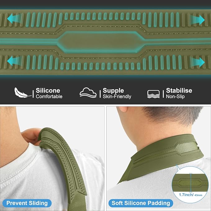 FIEIL Camera Shoulder Strap with Quick Release Plate, 1.5''Wide Universal Camera Neck Strap, Smooth and sturdy, Equipped with Comfortable Silicone Shoulder Pad for Photographers(Moss Green) - Image 7