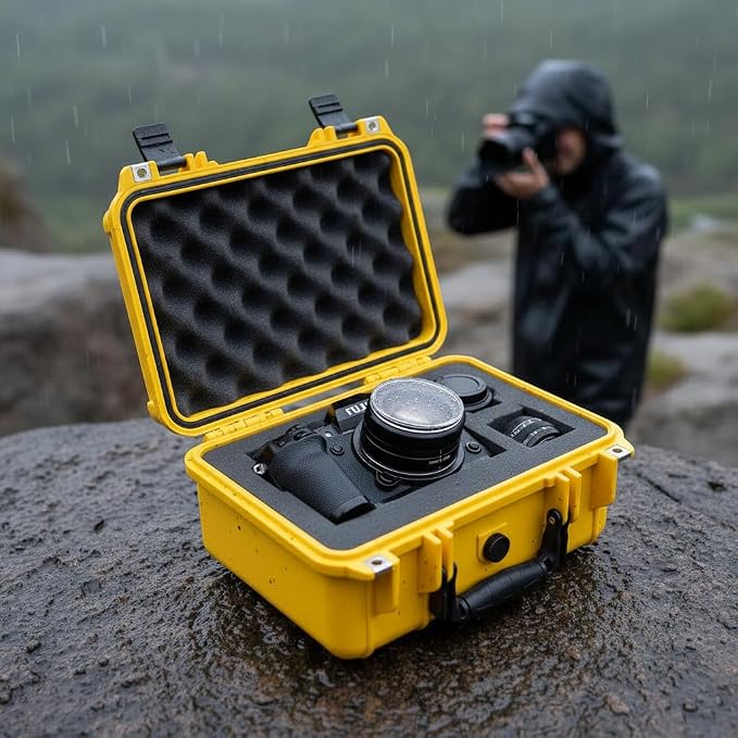 MEIJIA All Weather IP67 Waterproof Hard Camera Case,Hard Protective Case,Hard Case with Customizable Foam,Fit Use of Drones,Camera,Equipments,Pistols(Yellow,13.35 x11.63x5.98inches) - Image 2