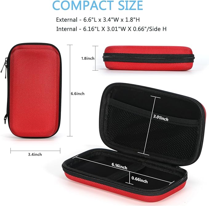 Hard Protective Travel Case, Shockproof EVA Electronic Organizer | Fits Anker, Jackery, RAVPower Power Bank, Cell Phones, GPS, Cables, Car Accessories, Travel Gadgets,Red - Image 3