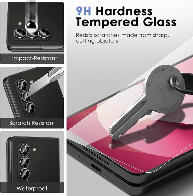 Fotbor [3+3+3 Pack All-in-One Screen Protector Set for Samsung Galaxy Z Fold 6 - Flexible Inner Screen Film, Tempered Glass Back Screen Protector & 1 Set of Camera Lens Protector - Image 6