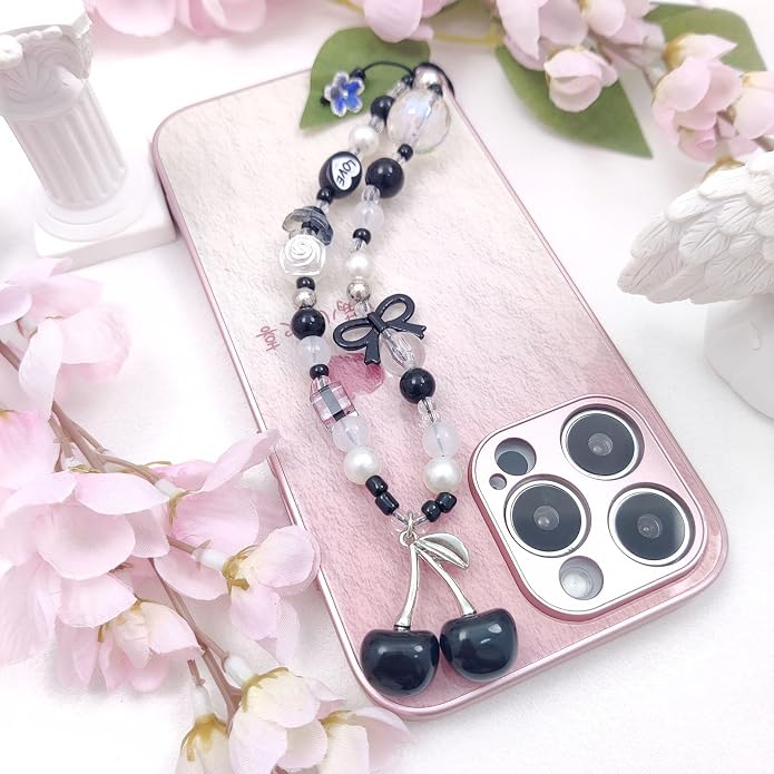 cioatu Phone Charms Cute Cherry Butterfly Cell Phone Lanyard Strap Wrist Strap for Bag Airpods Camera Pendants Decor - Image 3