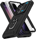 Gritup for Galaxy S23 Phone Case Military-Grade Shockproof with Kickstand | with 2 PCS Screen Protector, Slide Camera Cover, Heavy Duty Outdoor Protection Full Body Funda para Galaxy S 23 Cover-Black by Gritup