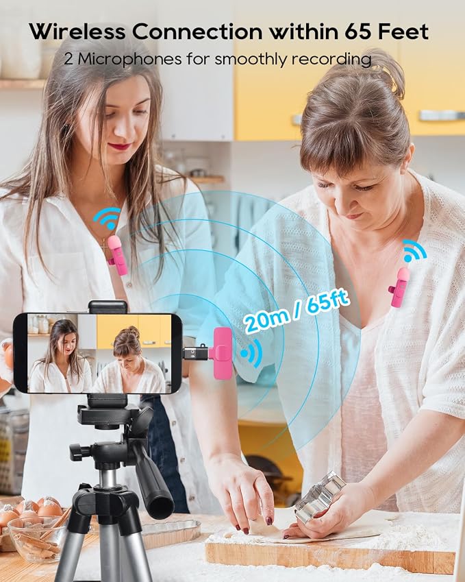 Mini Microphone for iphone Android Phone Tablet ipad PC, Usb C Wireless Lavalier Mic for Video Recording Vlogging Youtube Tiktok Podcast Interview content creators, Type C Tiny Microphones Rose Pink - Image 6