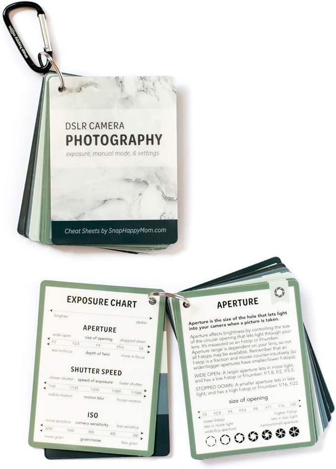 DSLR Cheat Sheet Cards for Canon, Nikon and Sony Cameras - Plastic Quick Reference Photography Cards | Camera Settings, Exposure & Manual Mode (Classic) - Image 2