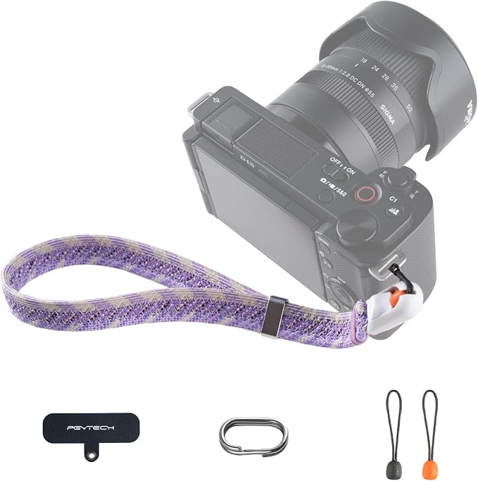 PGYTECH Rope Camera Wrist Strap Slim Trendy Style, Adjustable Quick Release | Camera Hand Strap for Fujifilm/Sony/Nikon/Canon Camera/Phone for Travel &Street, Anti-Drop, Holds 55.1lb, Lilac Purple by PGYTECH-US