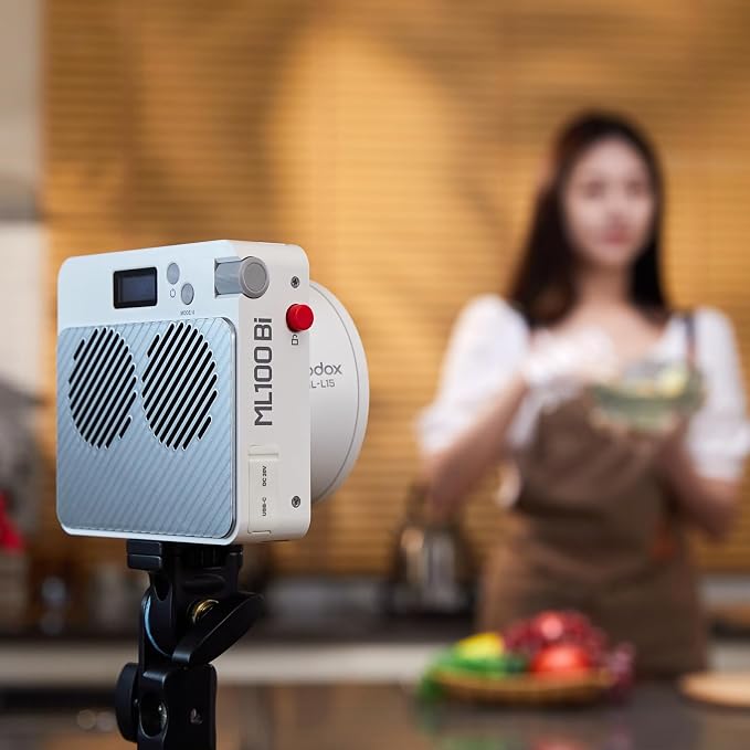 Godox ML100Bi Bi-Color LED Video Light, 120W 34300Lux@1M CRI 97+ TLCI 98+ 2800K-6500K, 11 FX Effects Photography Light, Portable LED Continuous Light - Image 4