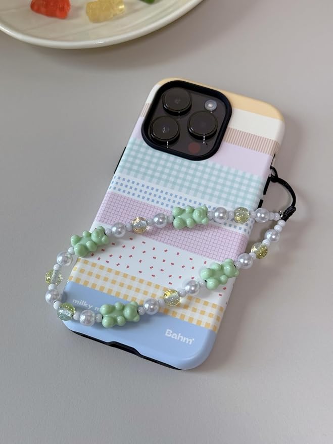 Drawwind Phone Charm Strap Cute Wrist Straps Cell Phone Charm String Y2K Aesthetic Lanyard Wristlet Chain for Case Camera AirPods Bags Keychains (Green Bear) - Image 2