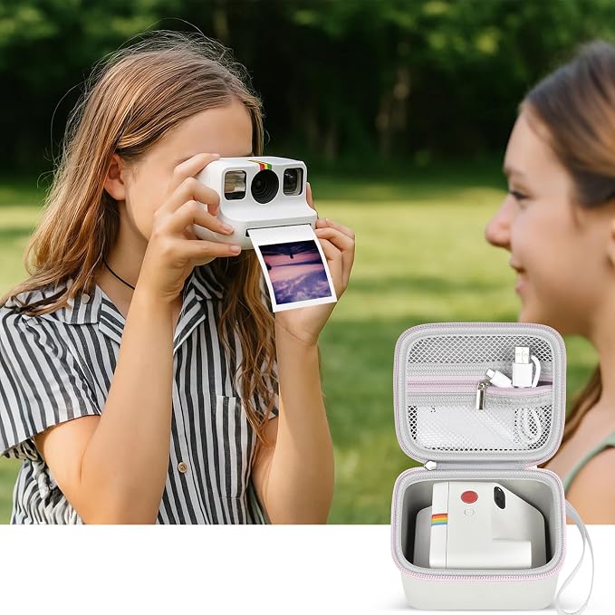 ANKHOH Case for Polaroid Go Gen 2/3, for Polaroid Go 9035/9071/9070 | PU shell with padded interior and removable wrist strap stores film, photos and cables, Case Only - Image 6