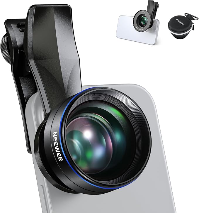 NEEWER 60mm Telephoto Lens with 17mm Thread Phone Lens Clip & 67mm Filter Adapter Ring, 2X Magnification Compatible with iPhone Samsung, LS-41 PRO by Neewer