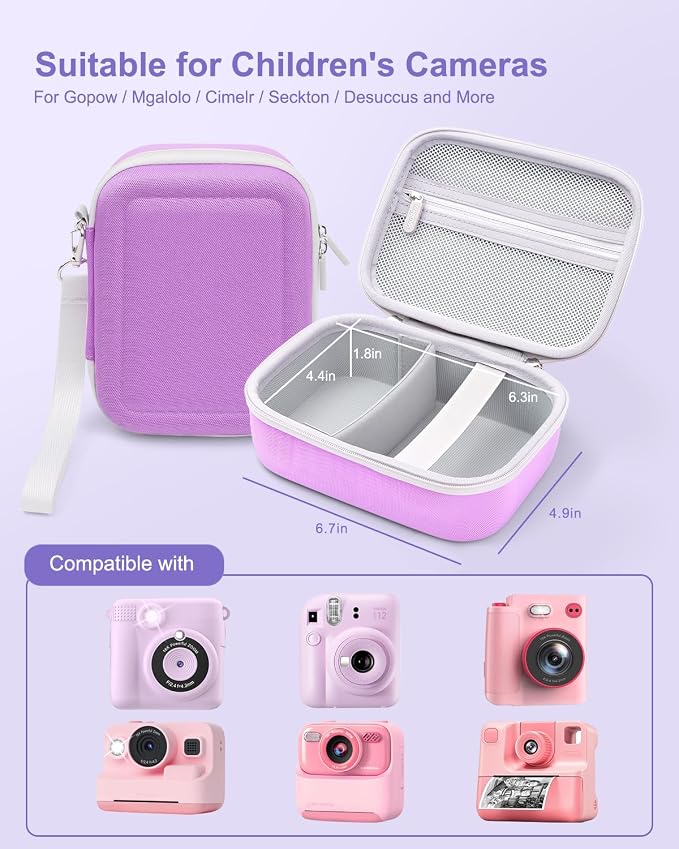Krypthos Kids Instant Print Camera Case for Dylanto for ESOXOFFORE (Violet) | Compatible with ESOXOFFORE, Dylanto, DUDUDRAGON, Zostuic, Gofunly, Cimizi, Paper Storage, Perfect for Gifting, Easy to Carry - Image 2