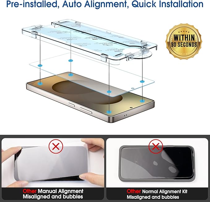 amFilm OneTouch for Samsung Galaxy S25 Ultra Screen Protector TemperedGlass | Auto-Alignment, 30s Install, Bubble Free, Scratch & Drop Protection, HD Clear, Camera Lens Protector, 2+2 Pack (S25U-6.9'') - Image 3