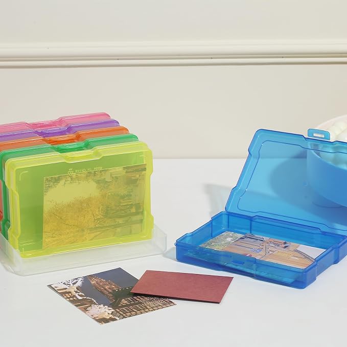 novelinks 6 Pcs 4"x6" Plastic Photo Storage Boxes with Tray (Color 3Pack) | Photo Organizers and Storage, Task Boxes for Special Education, Flash Card Holder, 4x6 Index Card Holder, Picture Boxes - Image 6