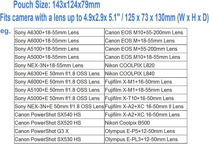 JJC Grey Ultra Light Neoprene Camera Case for Sony a6600 a6500 a6400 a6300 a6100 a6000 a5100 +18-55mm/E 50mm F1.8 Lens, Pouch Bag for Fuji X-T30 X-T20 X-T10 +16-50mm, Canon PowerShot SX530 SX540 G3X - Image 8